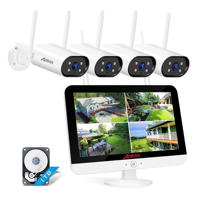Kit caméras de surveillance Anran 3MP, wifi, vision nocturne, 8CH NVR, LCD HD 13