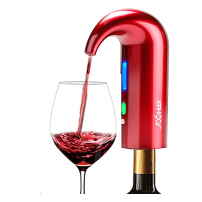 Electric Wine Aerator Pourer - Multismart Automatic Decanter - Premium Aerating Spout - Wine Preserver - Red