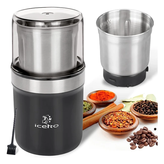 Iceko Electric Coffee Grinder Spice Grinder 200W 120g Large Capacity