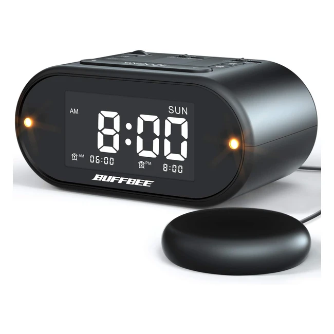 Buffbee Super Loud Alarm Clock with Bed Shaker - Wake Up Guaranteed!