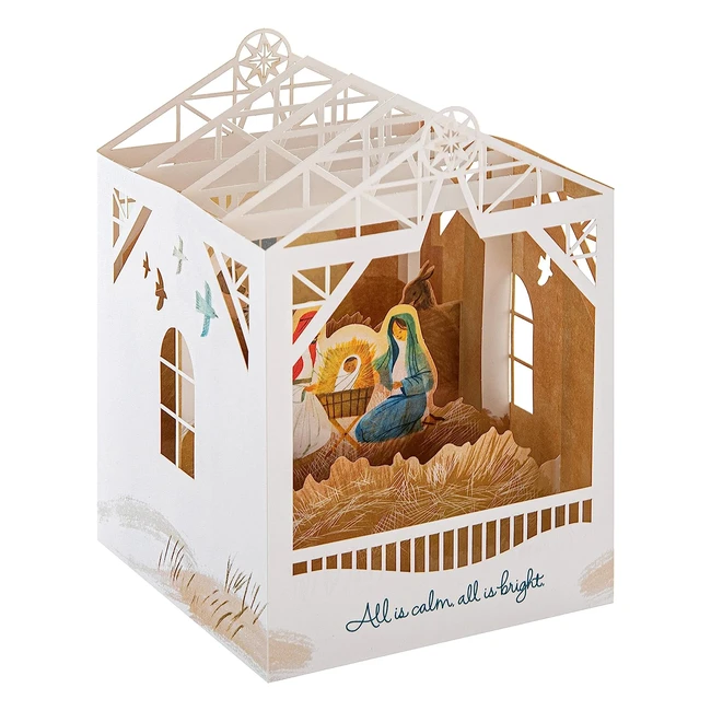 Tarjeta de Navidad Hallmark 3D Popup All is Calm Nativity Scene