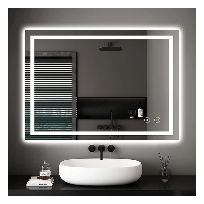 Espejo de Baño Dripex con Luz LED 60x80 cm - Antivaho, Interruptor Táctil, Dimmable, 3 Colores de Luz, IP54