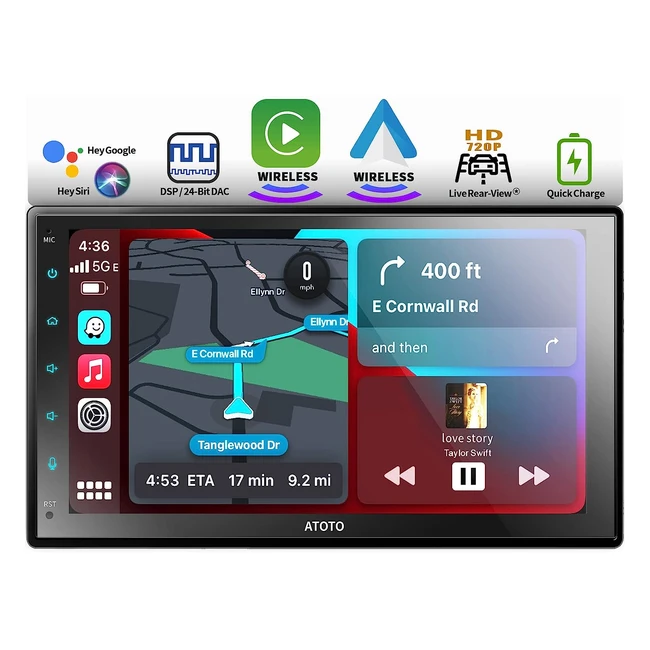 Autoradio Atoto F7WE 2 Din Carplay Android Auto Bluetooth Retrovisore HD Live