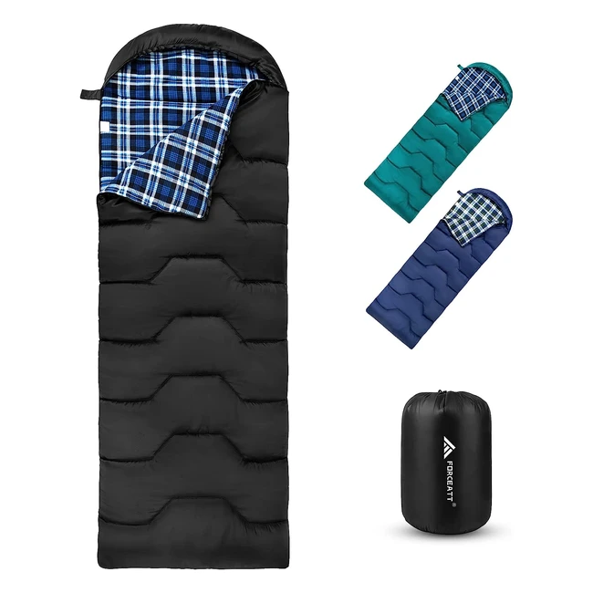 Saco de dormir rectangular Forceatt para acampar - 34 estaciones - compacto y cálido