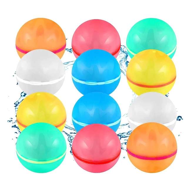 Soppycid 12 Stück wiederverwendbare Wasserballons - Poolstrandwasserspielzeug für Jungen und Mädchen - Outdoorsommerspielzeug für Kinder (Alter 3-12)