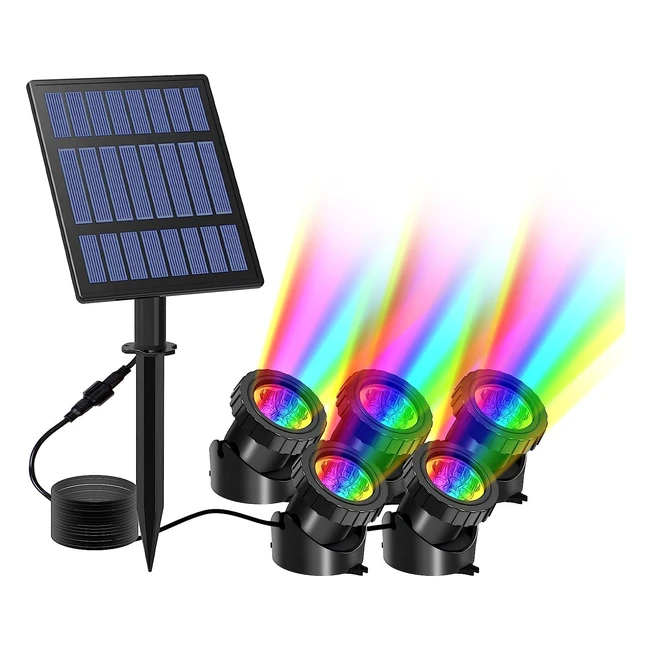 Tsun Luces Solares para Estanques - 5 Luces Sumergibles LED RGB - IP65 Impermeable - Jardín y Patio