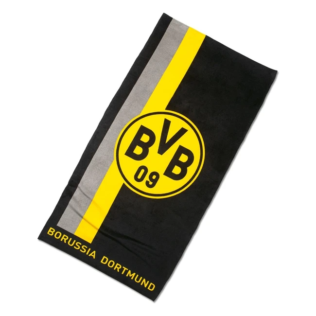 Serviette de douche Borussia Dortmund en coton - Logo rayé noir/jaune - 70 x 140 cm