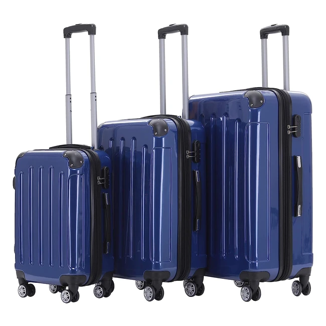 Beibye 3er Kofferset Hartschalenkoffer Reisekoffer Trolley Rollkoffer Set Blau