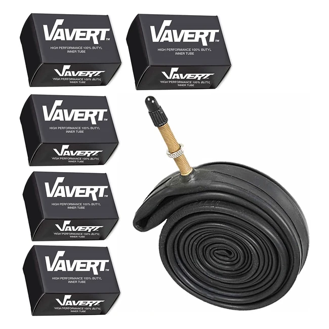 Vavert Unisexs Inner Tube 700x25-32c Presta Valve 40mm 5 Pack - Black