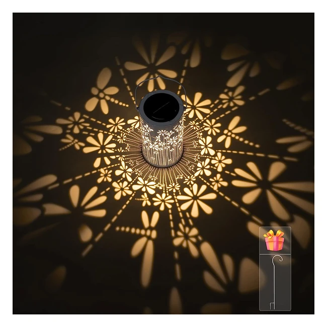 Lanterna Solare Esterno Freekite - Metallo, Gancio da Pastore - Luce Solare per Giardino, Tavolo, Patio - Ref. 12345