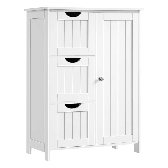 Meuble salle de bain Vasagle avec rangement, commode 3 tiroirs, placard porte étagère réglable 30x60x81cm blanc