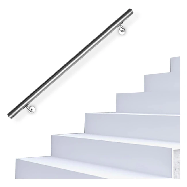 Pasamanos Swanew para escaleras interiores - 140 cm - Acero inoxidable - Incluye soporte de pared y tapas finales