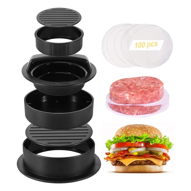 Navani 3-in-1 Stuffed Burger Press Kit - Nonstick Patty Maker for Perfectly Shaped Burgers