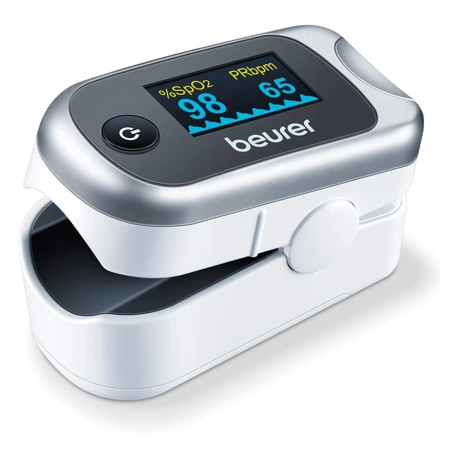 Beurer PO 40 Pulsoximeter für die Messung von Sauerstoffsättigung, Herzfrequenz und Perfusion Index - Schmerzfreie Anwendung - Farbdisplay