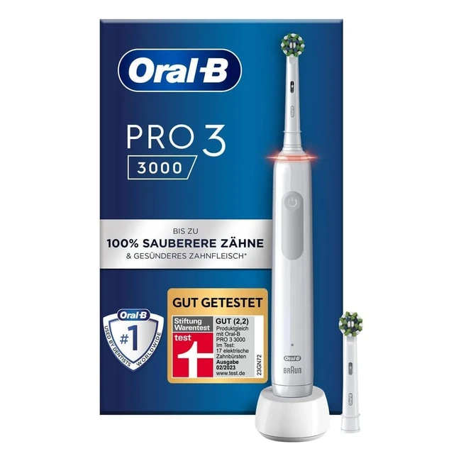 Oral-B Pro 3 3000 Elektrische Zahnbürste + 2 CrossAction Ersatzbürsten