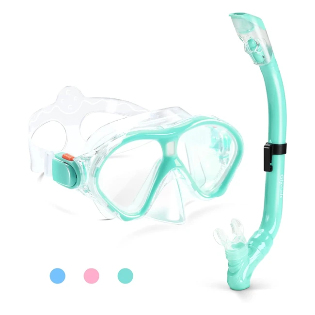 Gafas de Buceo para Niños - Kit Completo de Snorkel - Máscara y Tubo Seco - Vidrio Templado - Gran Ajuste