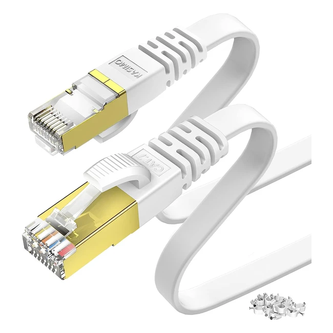 Câble Ethernet 25m Cat 7 - Haut débit 10 Gbps - Connecteurs plaqués or - Blanc