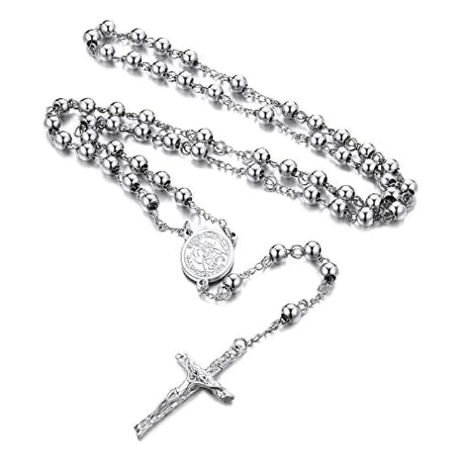 Collar Rosario Hombre Mujer Acero Inoxidable 316L - San Miguel - Joyería Religiosa