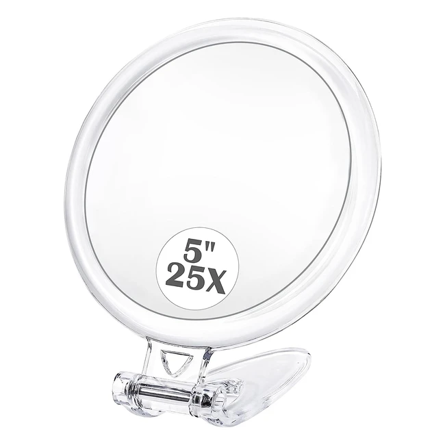 Miyadiva Miroir Grossissant 25x avec Poignée - Miroir de Poche de Voyage Double Face 1x/25x - Cadeau Idéal