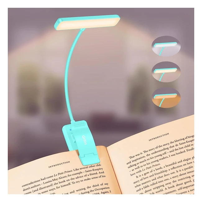 Gritin 19 LED Book Light - Long Battery Life, 3 Eye-Protecting Modes, Stepless Dimming