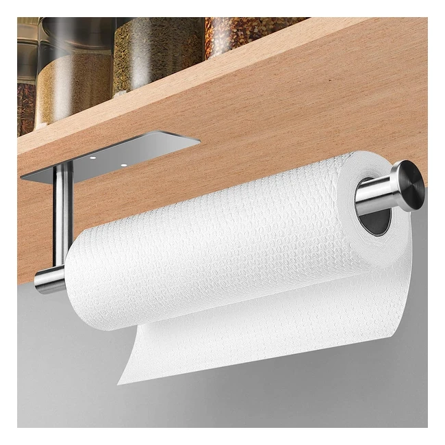 Portarrollos Cocina Adhesivo o Taladro - Soporte Rollo Papel Cocina Pared Acero Inoxidable - Plateado