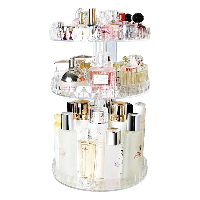 360 Rotating Makeup Organizer - Adjustable Storage Stand for Cosmetics and Jewelry - Great Capacity