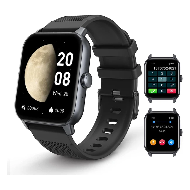 Montre connectée Riversong avec appel Bluetooth 169 - Fitness, fréquence cardiaque, oxygène sanguin - Étanche IP68 - Android/iOS - Noir