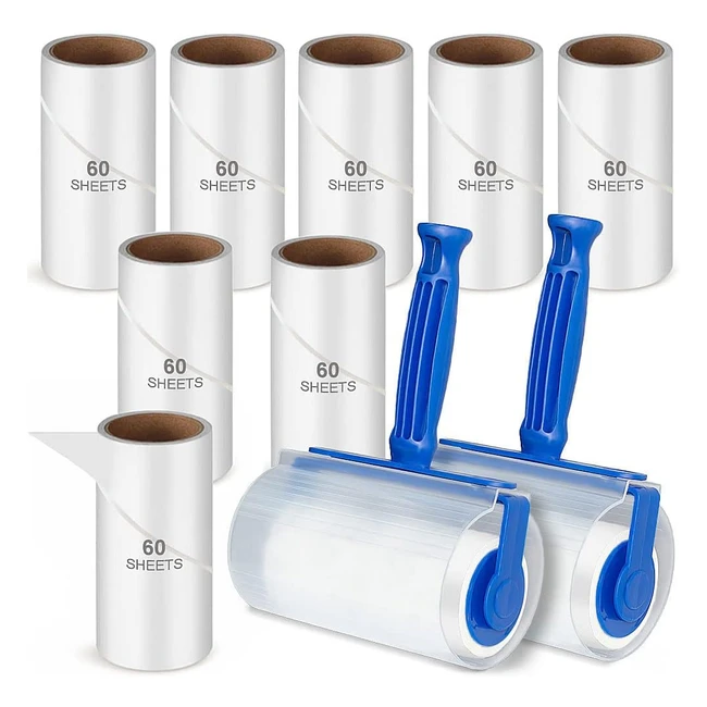 Lint Rollers for Pet Hair Remover - Sticky Roller Clothes Brush - 600 Sheets - Adhesive Roller - 10 Refills - 2 Handles