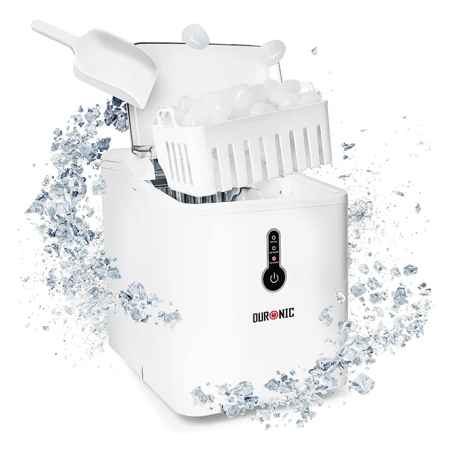 Duronic ICM120 Ice Maker Machine - 12kg/265lbs Bullet Ice - 7 Min Quick Ice - Portable & Compact