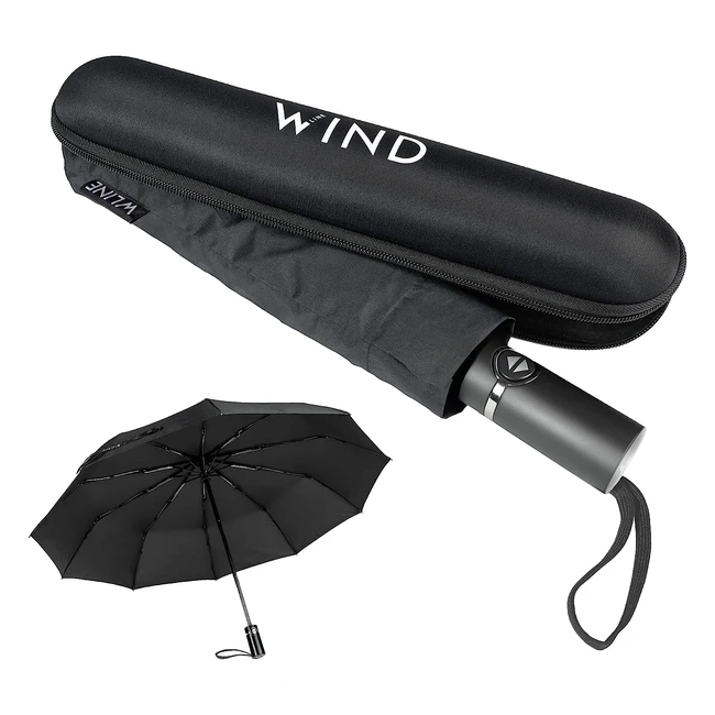 Ombrello pieghevole antivento Wline Wind, apertura automatica, diametro 104cm, nero