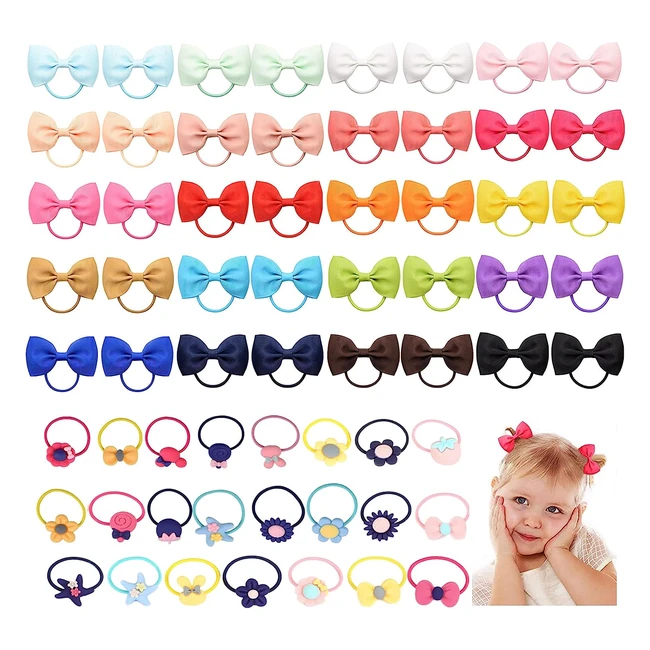 60 piezas gomas de pelo para niñas Vegcoo - Lazos y cintas elásticas de colores mixtos