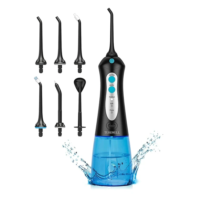 Turewell FC1592 Water Flosser - Cordless 300ml Tank 3 Modes 6 Jet Tips