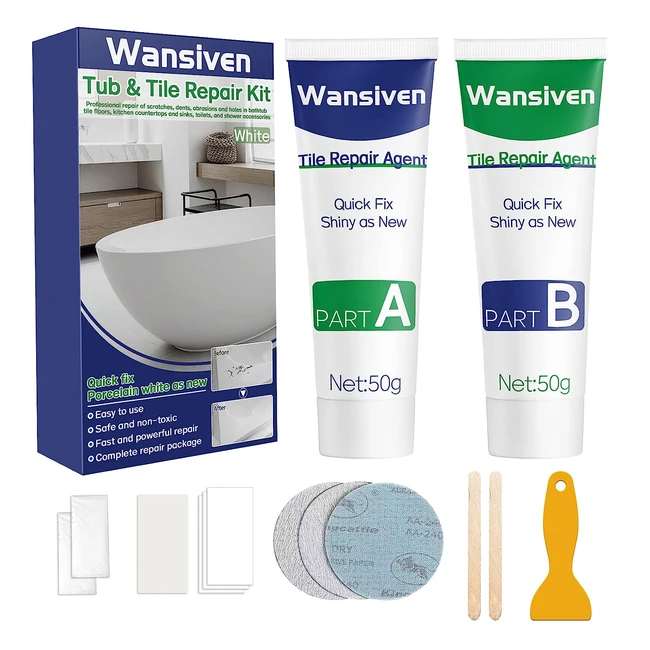 Wansiven Bath Repair Kit - Enamel Tub Tile and Shower Repair Kit - Waterproof an