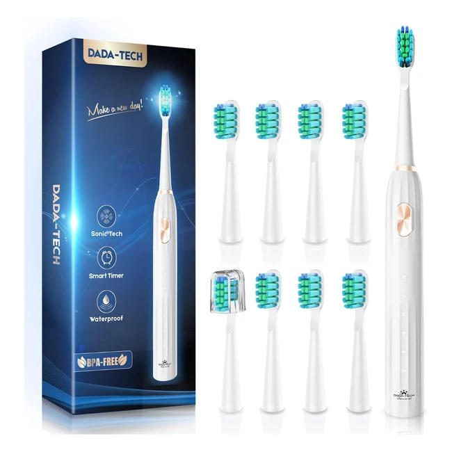Dadatech Electric Toothbrush for Adults and Kids - Rechargeable Sonic Tooth Brush - Fast Charging - 5 Modes - 9 Brush Heads