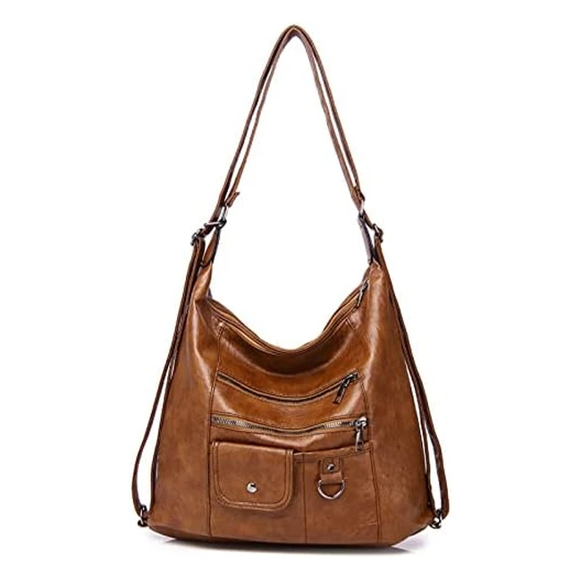 Hanaso Ladies Handbags - Soft PU Leather Shoulder Bag - 3-in-1 Multifunctional Backpack - Large Capacity Fashion Tote Purse
