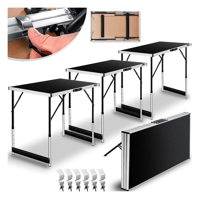 Table multifonctions professionnelle Kesser 3 pièces 100 x 60 cm - Charge 30 kg - Fonction de rallonge - Table pliante