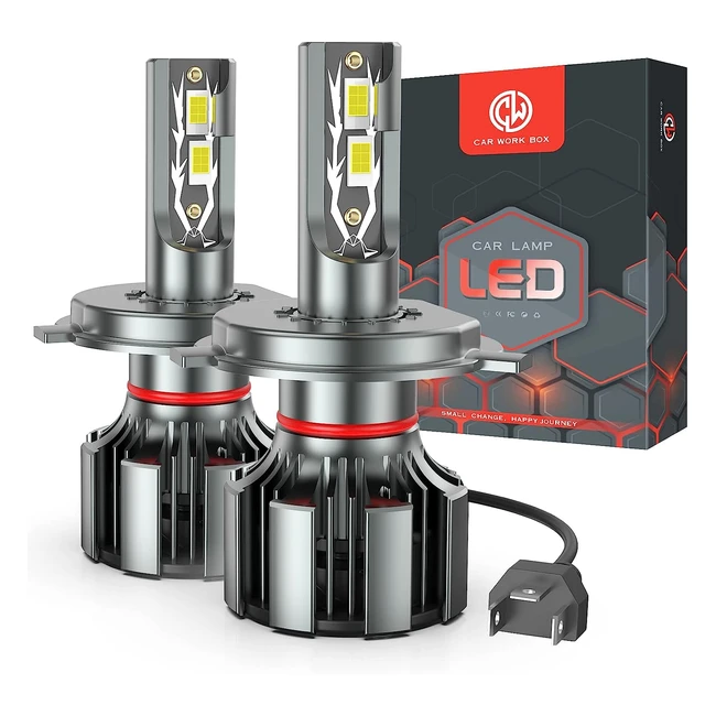 Ampoules LED H4 16000lm 80W - Plus Lumineuses que Halogne - 6500K - Faisceau L