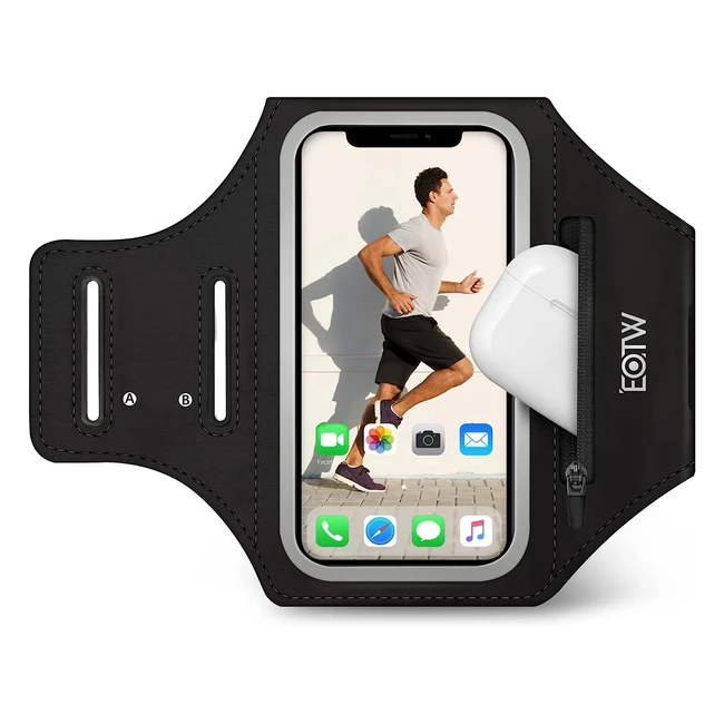 EOTW Running Armband Phone Holder for iPhone 141312 Pro Max - Skin-Friendly Sweatproof - Airpods Zipper Pocket - Antifall Buckle
