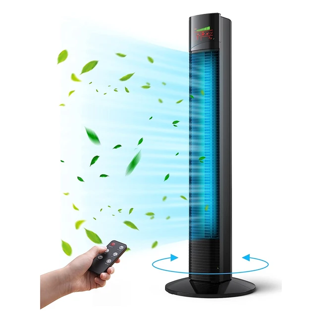 Powerful Tower Fan 36 - Oscillating Cooling Fan with Remote - 3 Modes - LED Display - 12H Timer