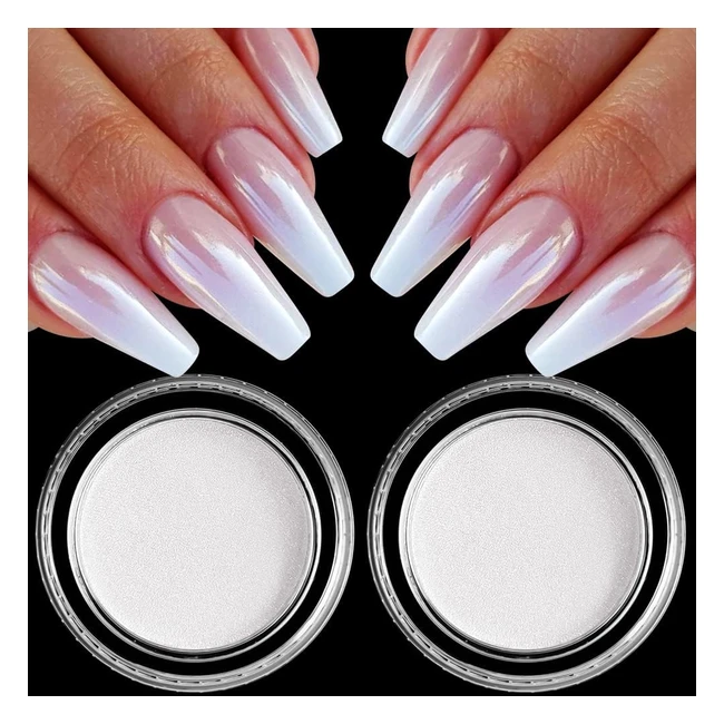 Solid White Chrome Nail Powder - Glitter Shimmer Pigment for DIY Salon - Ref: GJNL-12345