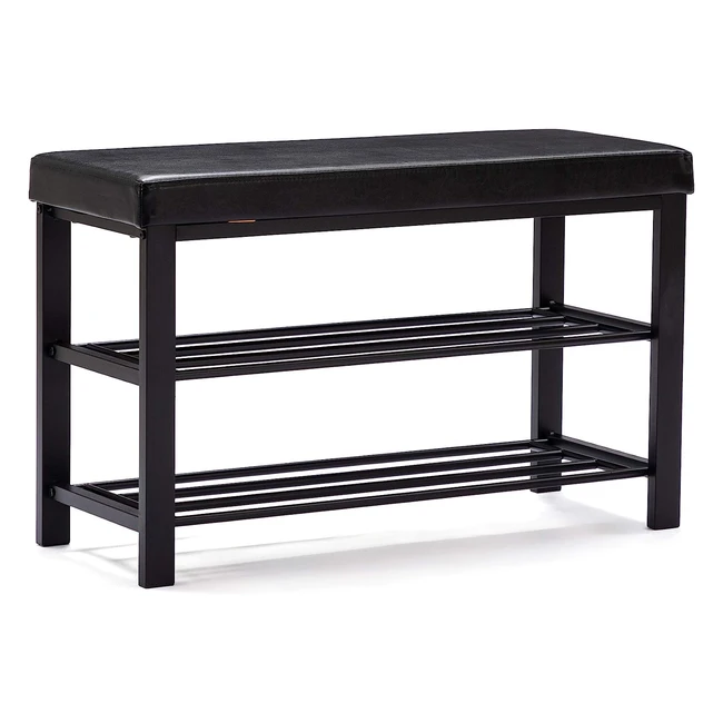 HNNHome Canopus Shoe Bench 3-Tier Rack with Padded Cushion Seat - Industrial Accent Furniture