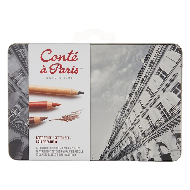 Cont Paris Studio Sketching Pencils - Assorted Colours - Reference Number: 12345 - Perfect for Shading and Detailed Work