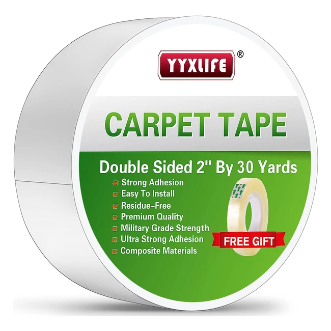 Heavy Duty Rug Tape - Double Sided Carpet Tape 2 inch x 30 yards - Strong Adhesi
