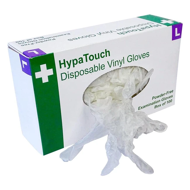 Hypatouch Powderfree Vinyl Gloves - Medical Grade (AQL 1.5) - Large - Pack of 100