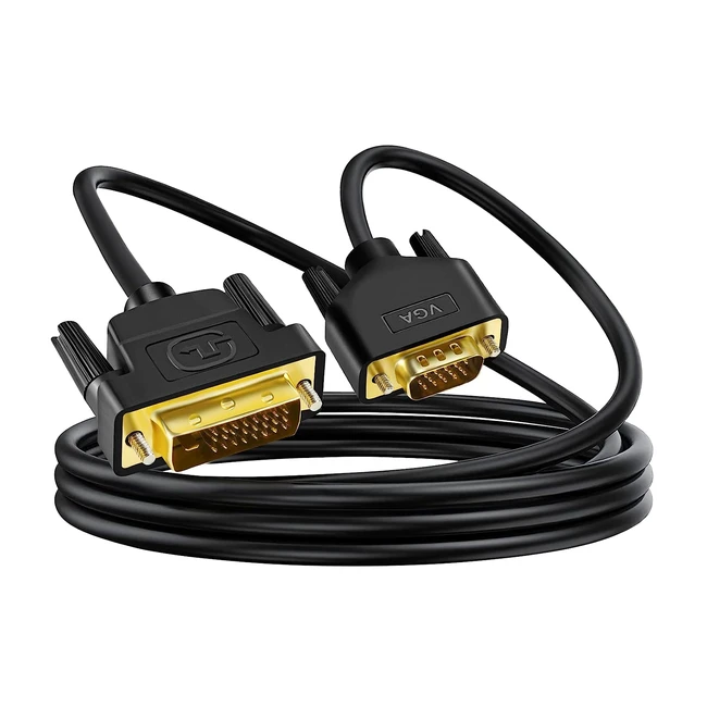 Annnwzzd DVI to VGA Cable 3M Gold-Plated DVID 241 Male to VGA Male Adapter - Full HD 1080p