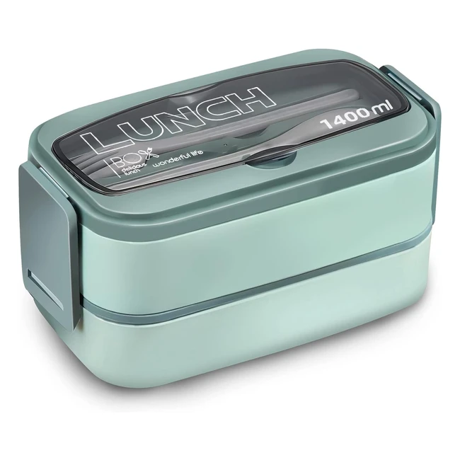 Ibaye Bento Lunch Box for Adults Kids 2 Layer Leak Proof 1400ml Salad Box