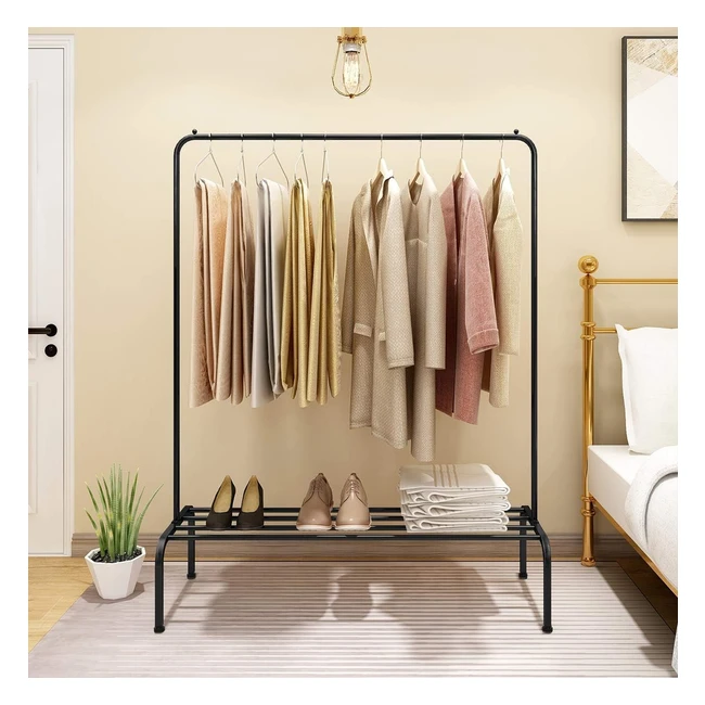 Jurmerry Metal Coat Rail Pipe Hanging Clothes Rail - Heavy Duty Storage Shelf - 1 Tier - Home Office Indoor