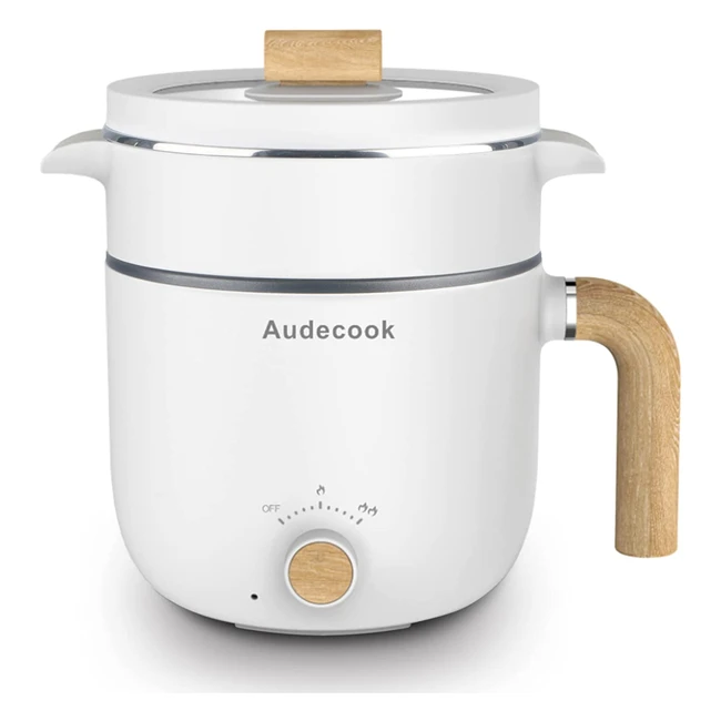 Audecook Electric Hot Pot with Steamer 15L - Portable Nonstick Mini Cooker - Dual Power Control - Ideal for Ramen, Pasta, Eggs, Soup, Oatmeal