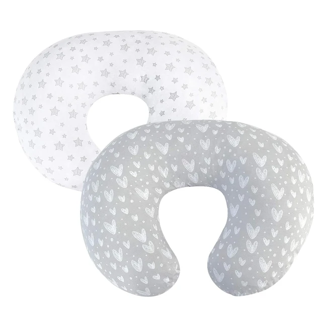 Soft Nursing Pillow Covers - 2 Pack Stretchy 100% Jersey Cotton - Fits Chicco Boppy and Widgey Nursing Pillow