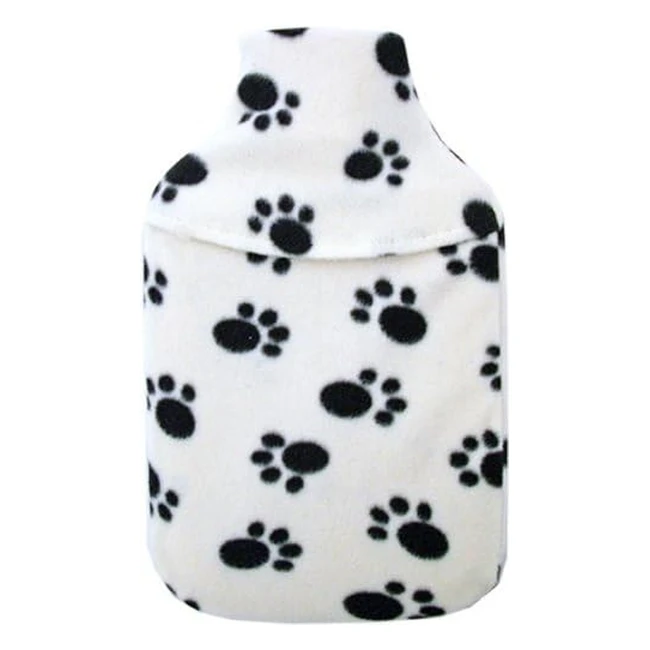 Vagabond Fleece Paw Print Cover & 1L Small Hot Water Bottle - High Quality & British Standard